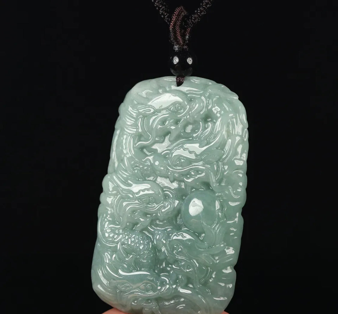 VINTAGE HandCarved Jadeite Green Jade Dragon Pendant - Strength & Prosperity Chinese Lunar Year of the Dragon!