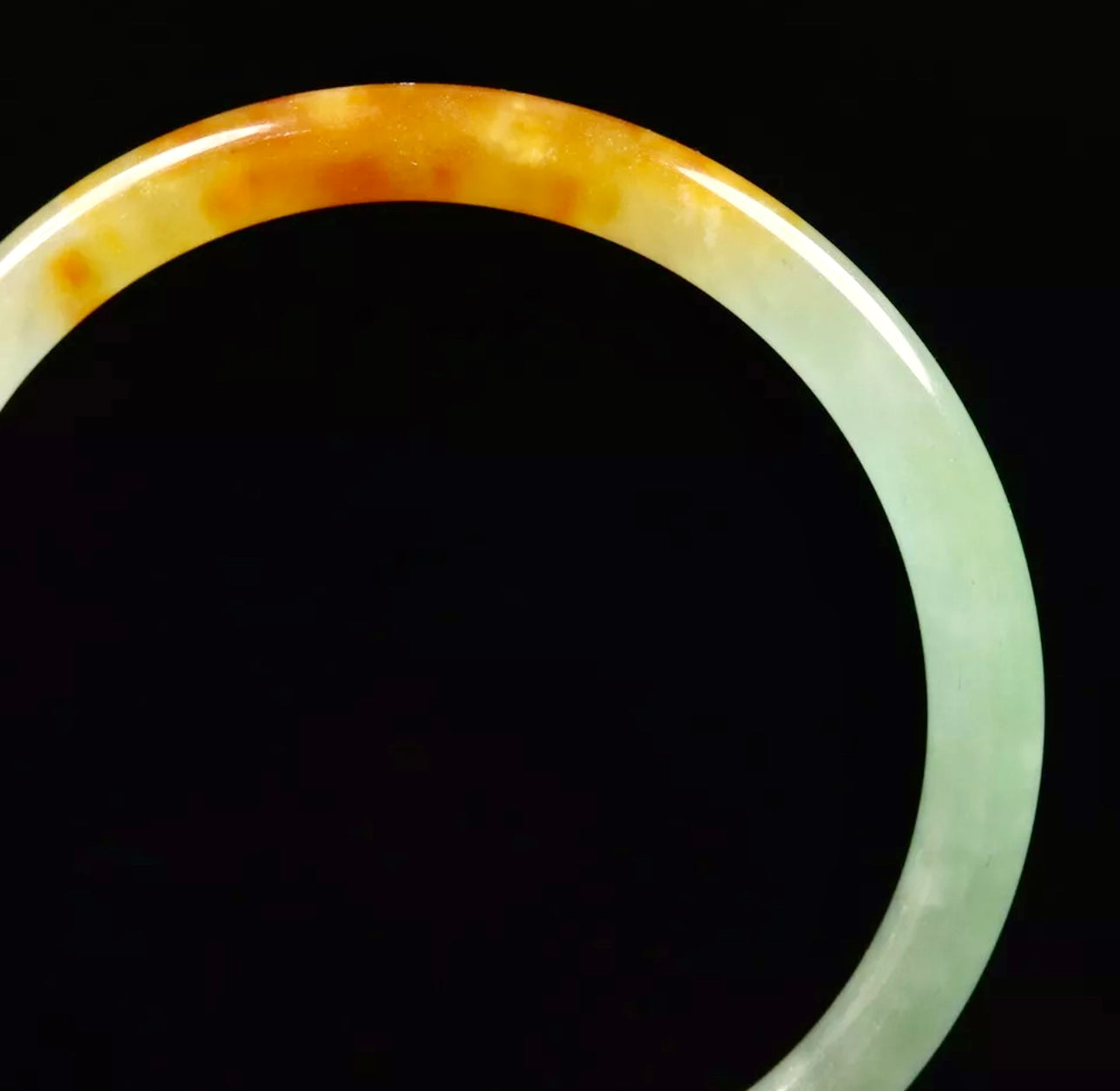 VINTAGE Medium Jadeite Light Amber Jade Bangle Round Princess online Cut Size 58mm F623