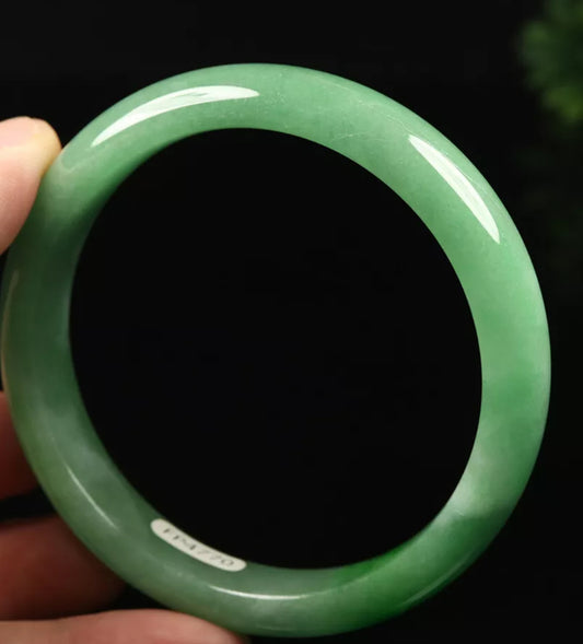 VINTAGE XL Jadeite Green Jade Bangle Size 64mm S593