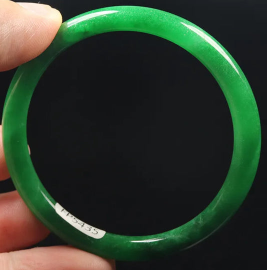 VINTAGE XS Jadeite Green Jade Bangle Round Princess Thin Cut Size 54mm A923