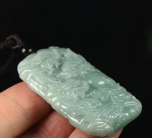 VINTAGE HandCarved Jadeite Green Jade Dragon Pendant - Strength & Prosperity Chinese Lunar Year of the Dragon! - JazzyJewelbyAmina 