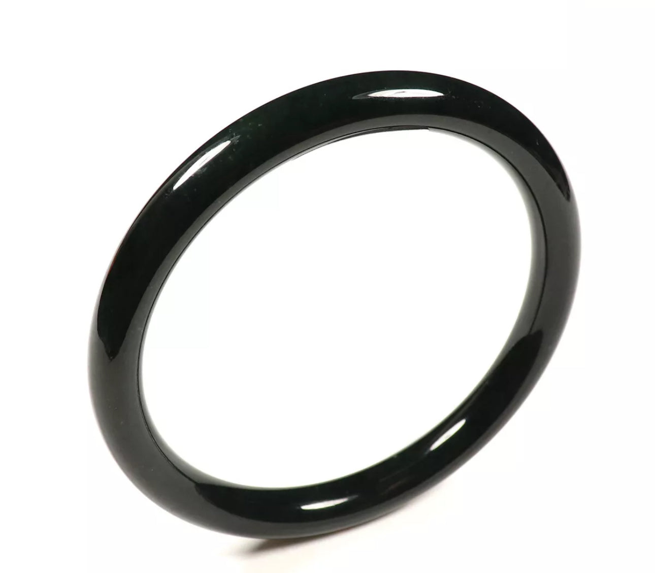 VINTAGE Large Jadeite Hetian Black Jade Bangle Thin Size 63mm - Certified Grade A Jade G840