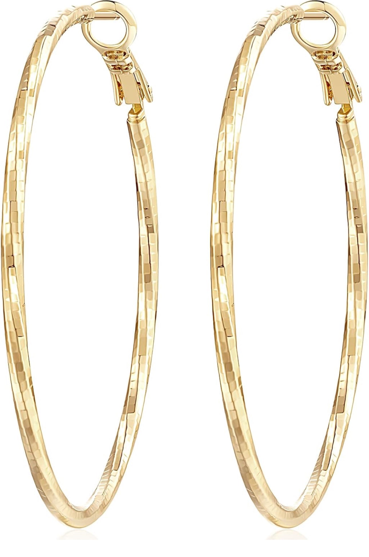 14K Yellow Good Medium Sized Hoops - French Twist