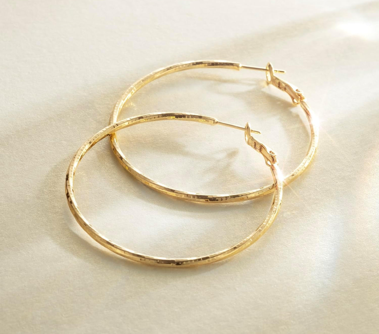 14K Yellow Good Medium Sized Hoops - French Twist