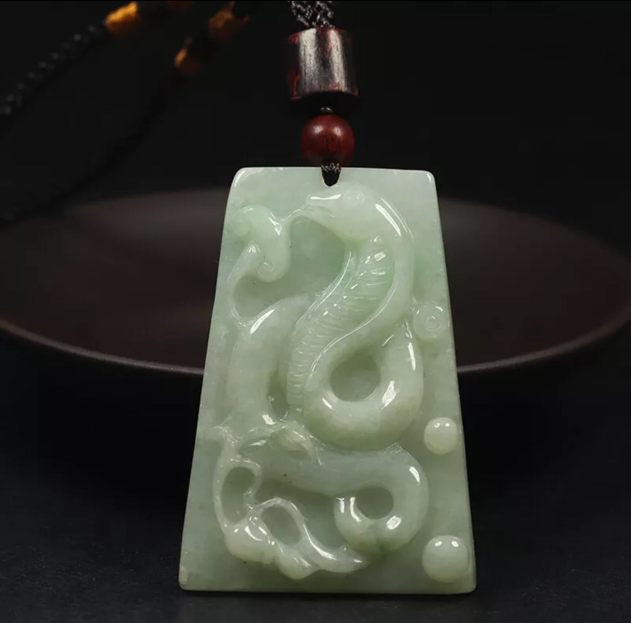 VINTAGE Jadeite Green Jade Snake Pendant Chinese Zodiac 2025 Year of the Wood Snake D913