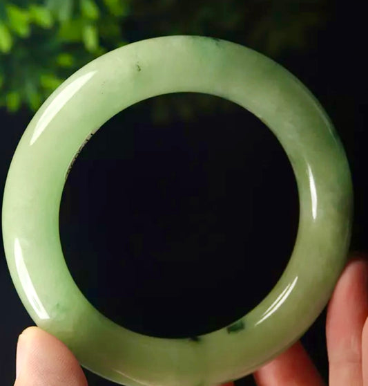 VINTAGE Large Jadeite Green Jade Bane Size 60mm Round Princess Chunky Cut S245