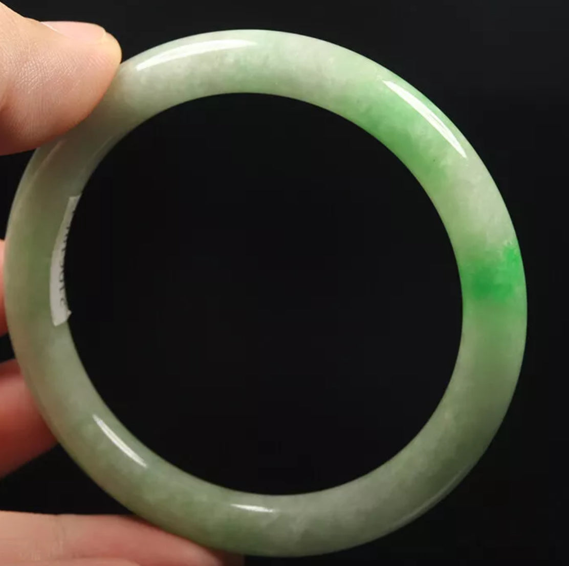 VINTAGE Medium Jadeite Green Jade Bangle Size 59mm O755 - JazzyJewelbyAmina 