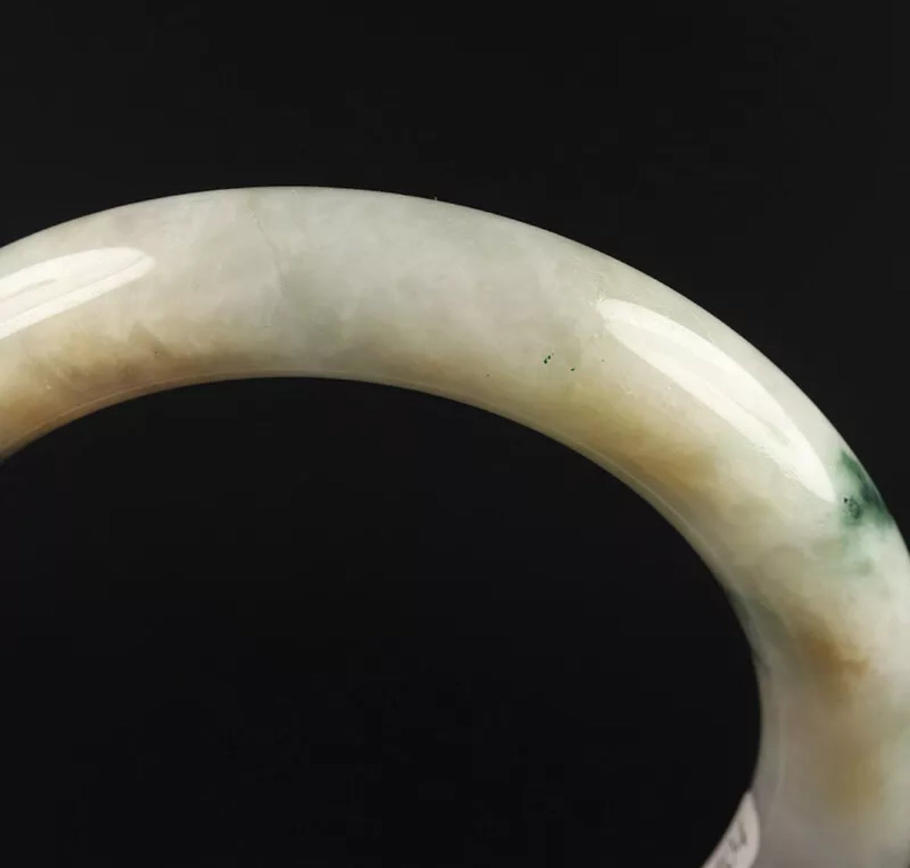 VINTAGE Medium Jadeite White Lavender Jade Bangle Round Princess Cut Size 57mm G404