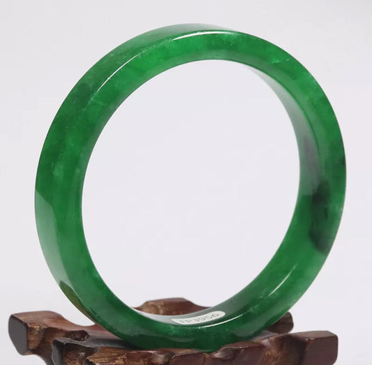 VINTAGE XXL Jadeite Green Jade Bangle Size 67mm Emerald Green O965 - JazzyJewelbyAmina 