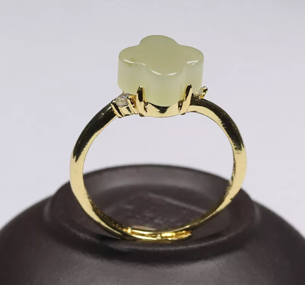 Certified Nephrite Jade Clove Ring Size is Adjustable - Prosperity Piece! - JazzyJewelbyAmina 