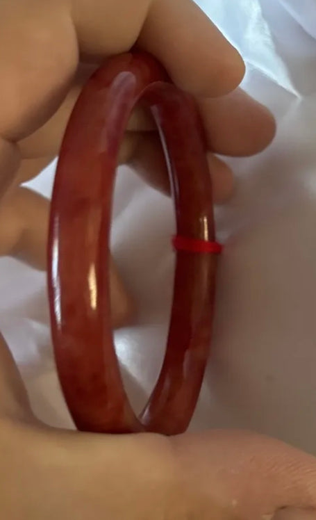 Burmese Jadeite Red Jade Bangle Size Medium 59mm Round Princess Cut