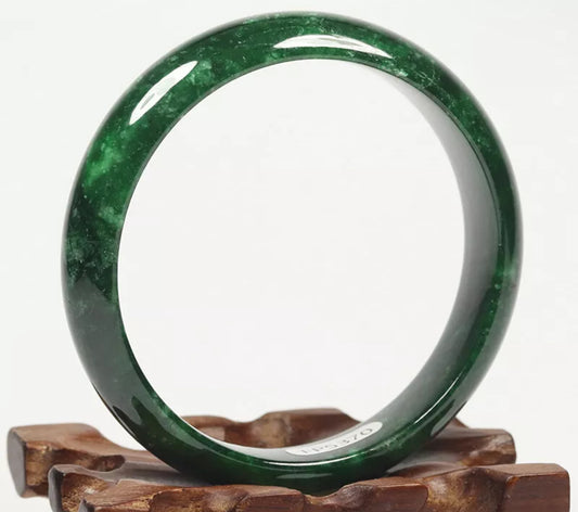 VINTAGE Small Jadeite Forest Green Jade Bangle Size 56mm L793