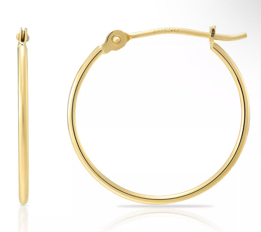 14K Solid Creole Yellow Gold Hoop Earrings w/ Secure Closure 55mm