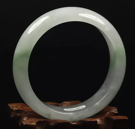 VINTAGE Large Jadeite White/Green Jade Bangle Size 60mm Y015