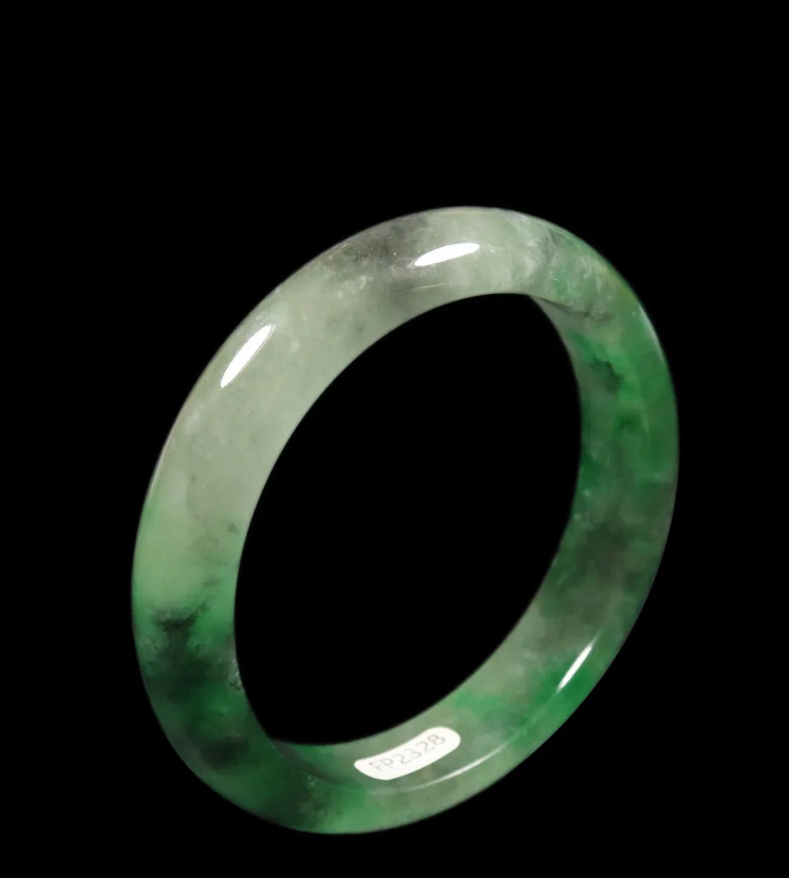 VINTAGE Medium Jadeite Green/White/Black Jade Size 58.5mm F709
