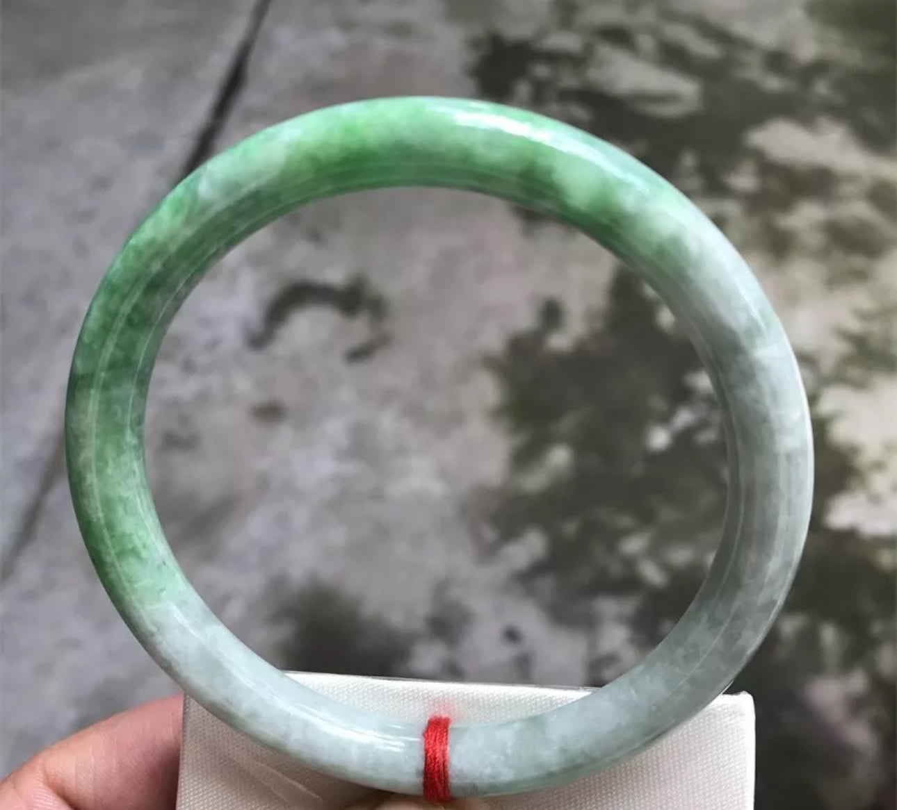 VINTAGE XXL Jadeite Green Jade Bangle Size 66.7mm Round Princess Cut Unique Fine Jade! A106 - JazzyJewelbyAmina 