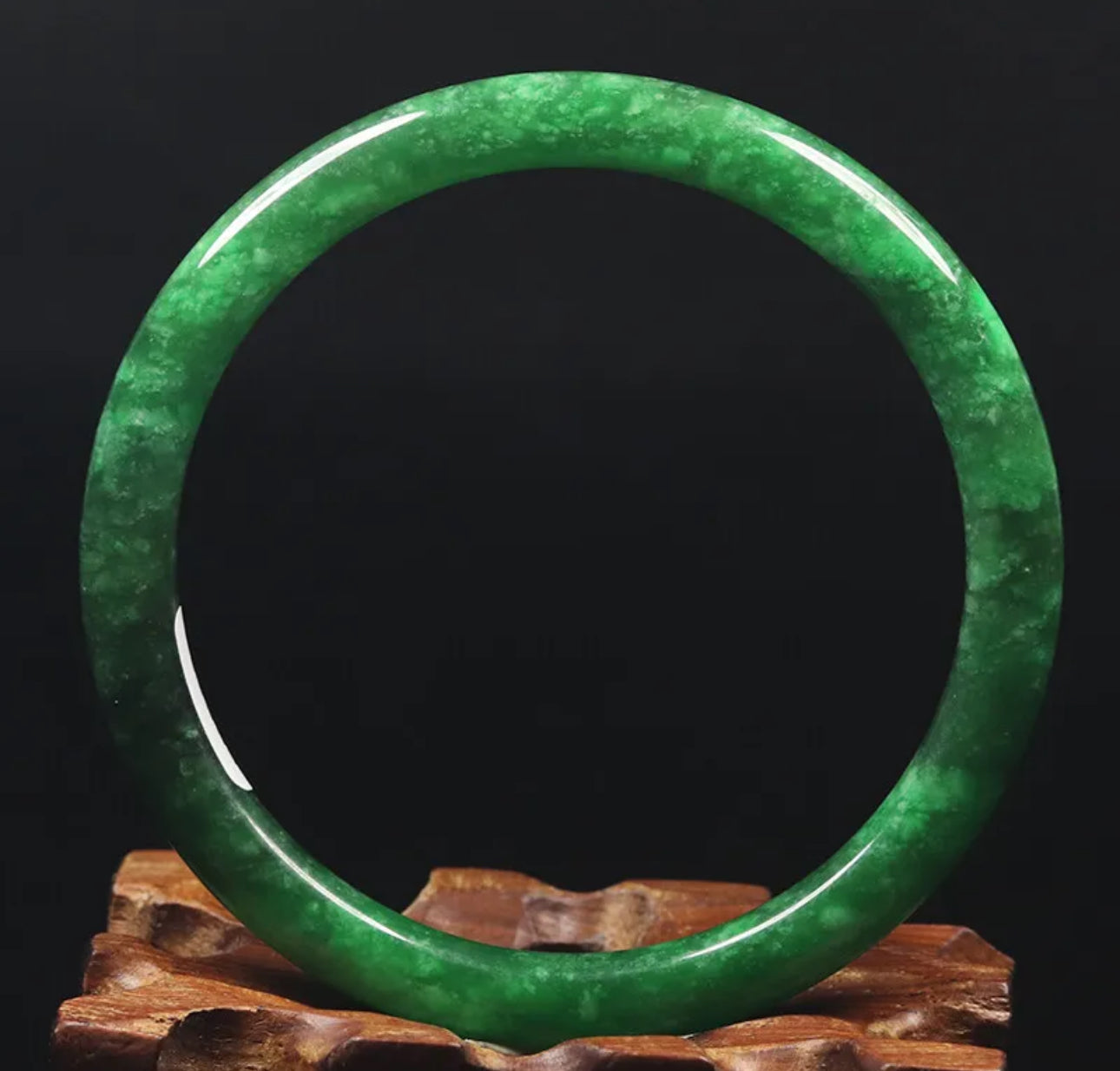 VINTAGE Medium Jadeite Green Jade Bangle from Burma - Size 59mm Round Princess Thin Cut F831 - JazzyJewelbyAmina 