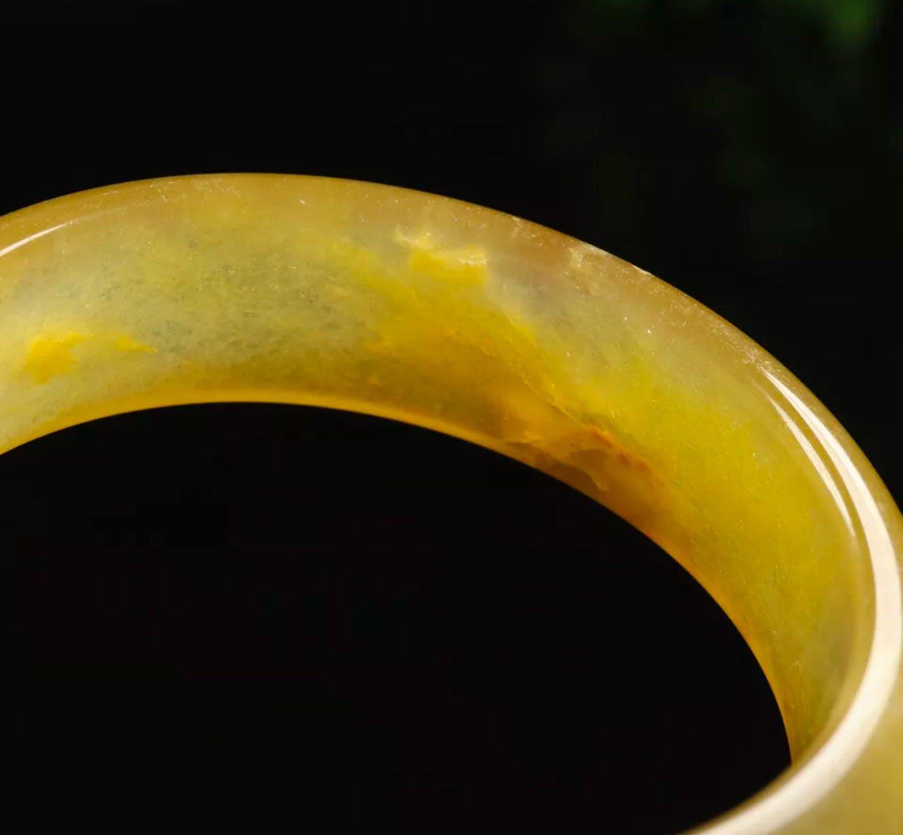 VINTAGE Large Jadeite Brown/Yellow Jade Bangle Size 60mm D755