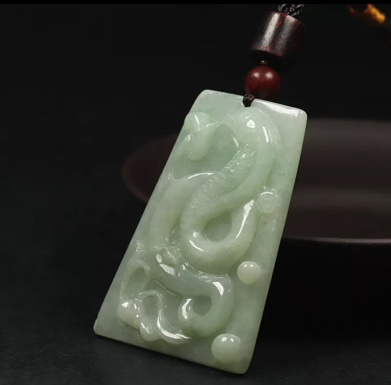 VINTAGE Jadeite Green Jade Snake Pendant Chinese Zodiac 2025 Year of the Wood Snake D913