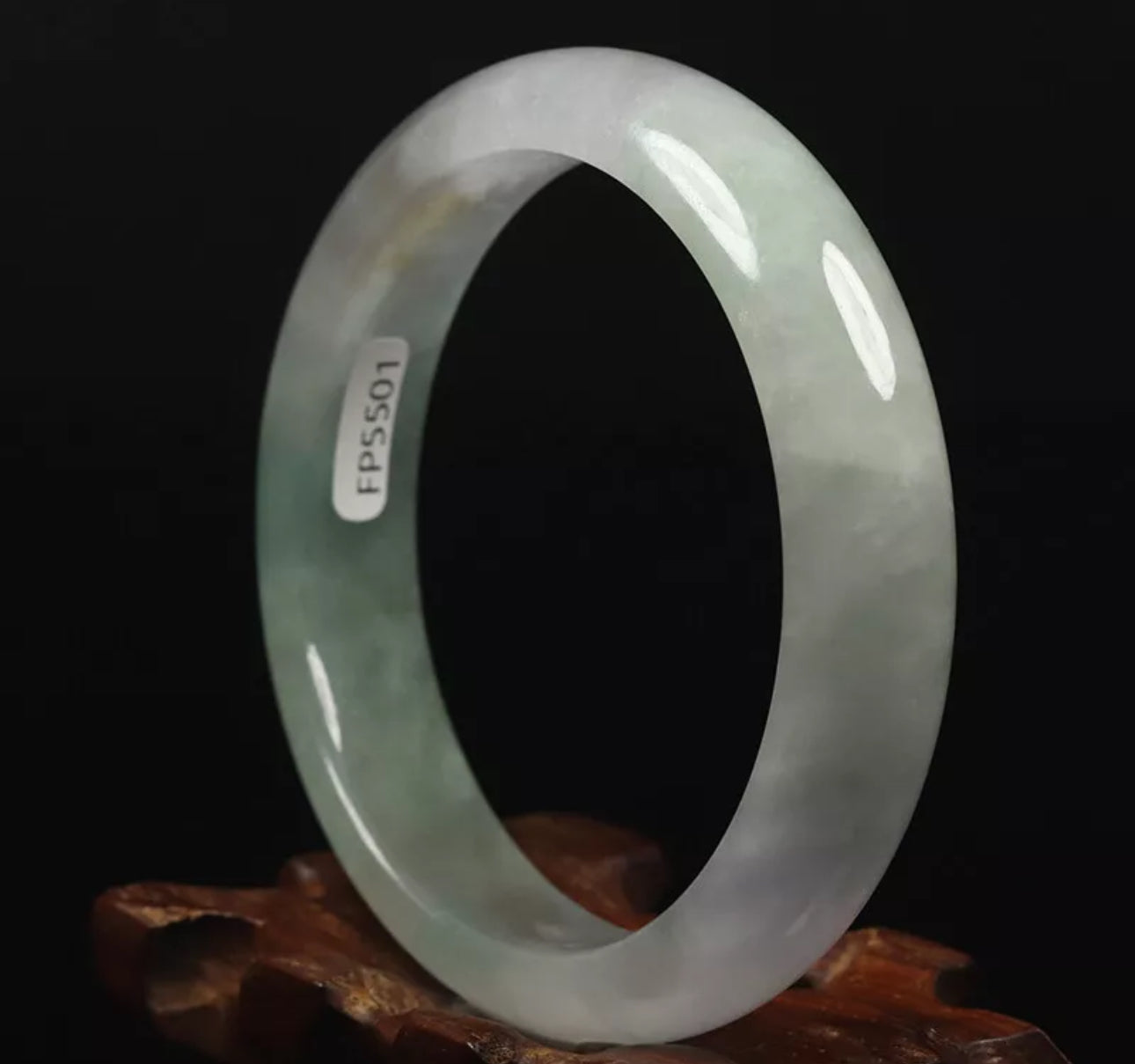 VINTAGE Medium Jadeite White Lavender Green Jade Bangle Size 59mm O556 - JazzyJewelbyAmina 