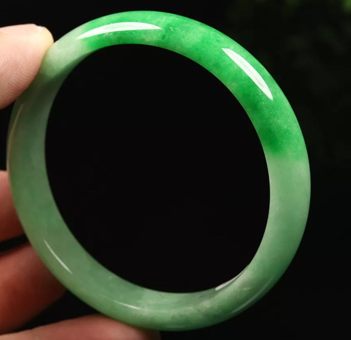 VINTAGE Small Jadeite Green Jade Bangle Size 56mm S729