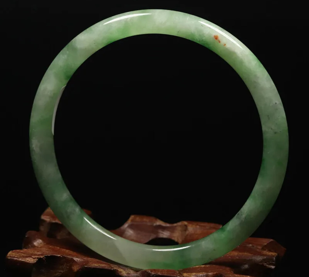 VINTAGE Medium Jadeite Green Jade Bangle Size 59mm Round Princess Thin Cut U301