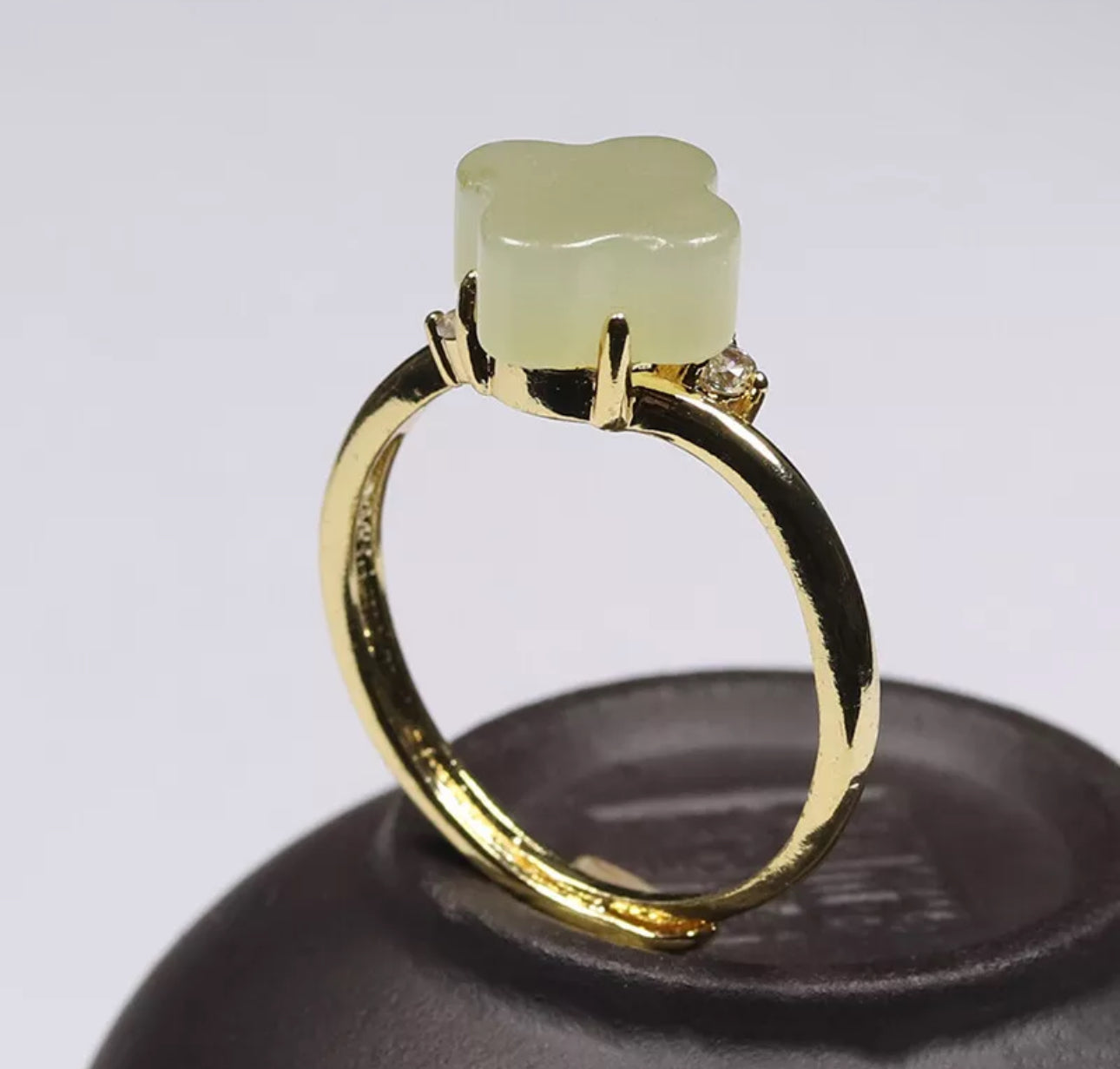 Certified Nephrite Jade Clove Ring Size is Adjustable - Prosperity Piece! - JazzyJewelbyAmina 