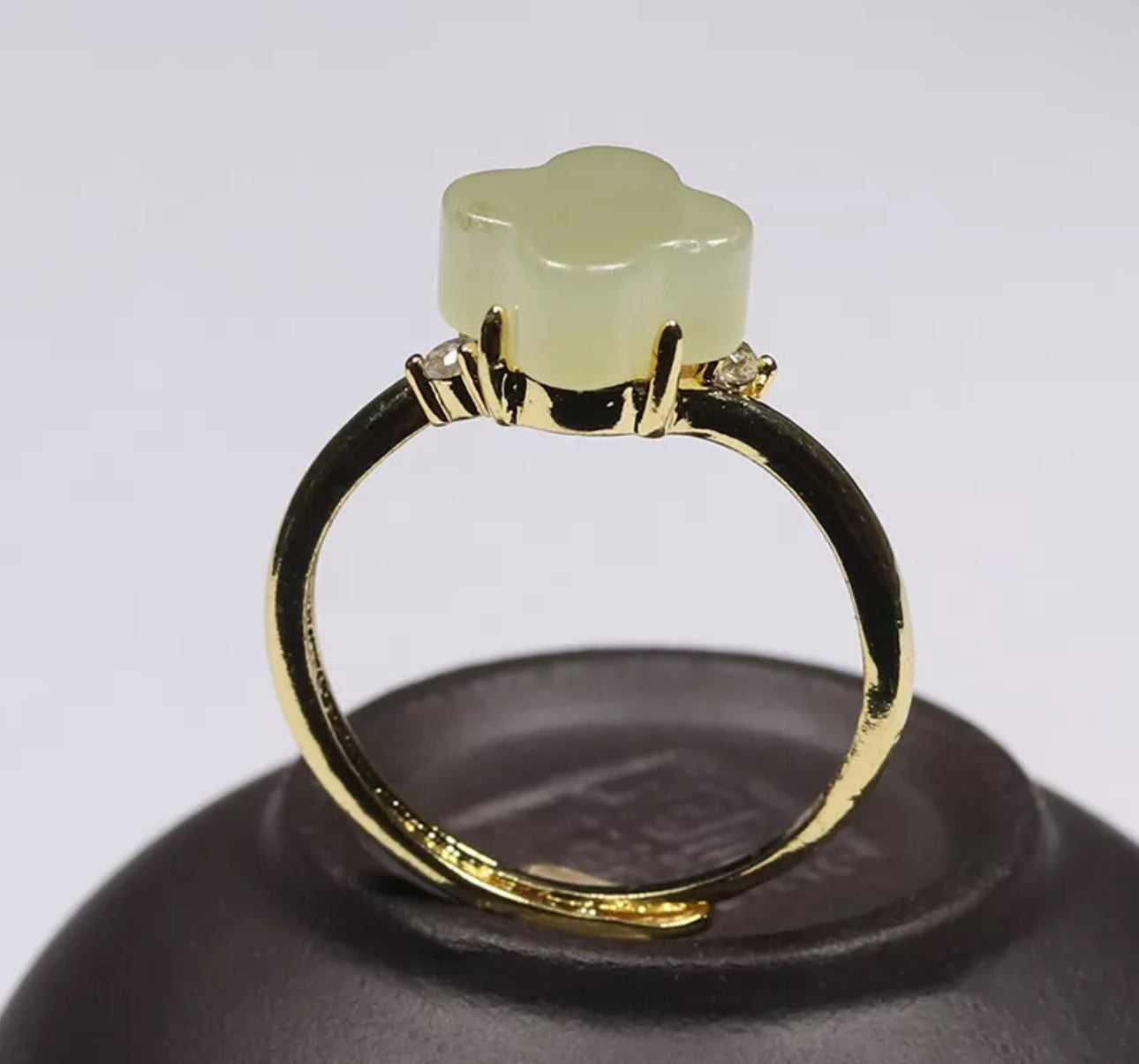 Certified Nephrite Jade Clove Ring Size is Adjustable - Prosperity Piece! - JazzyJewelbyAmina 