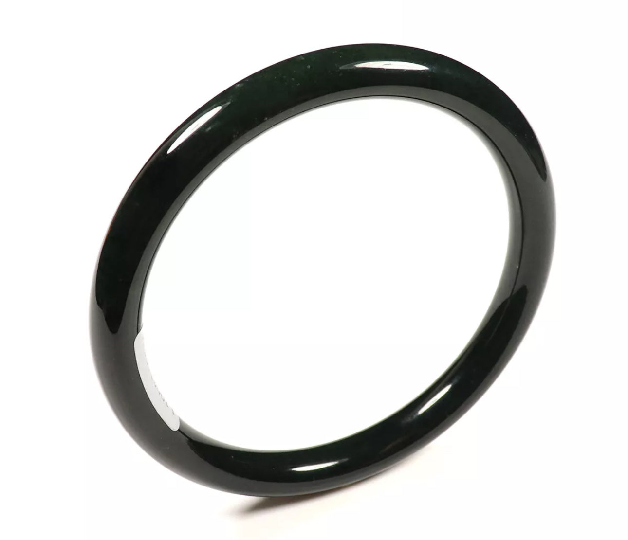 VINTAGE Large Jadeite Hetian Black Jade Bangle Thin Size 63mm - Certified Grade A Jade G840