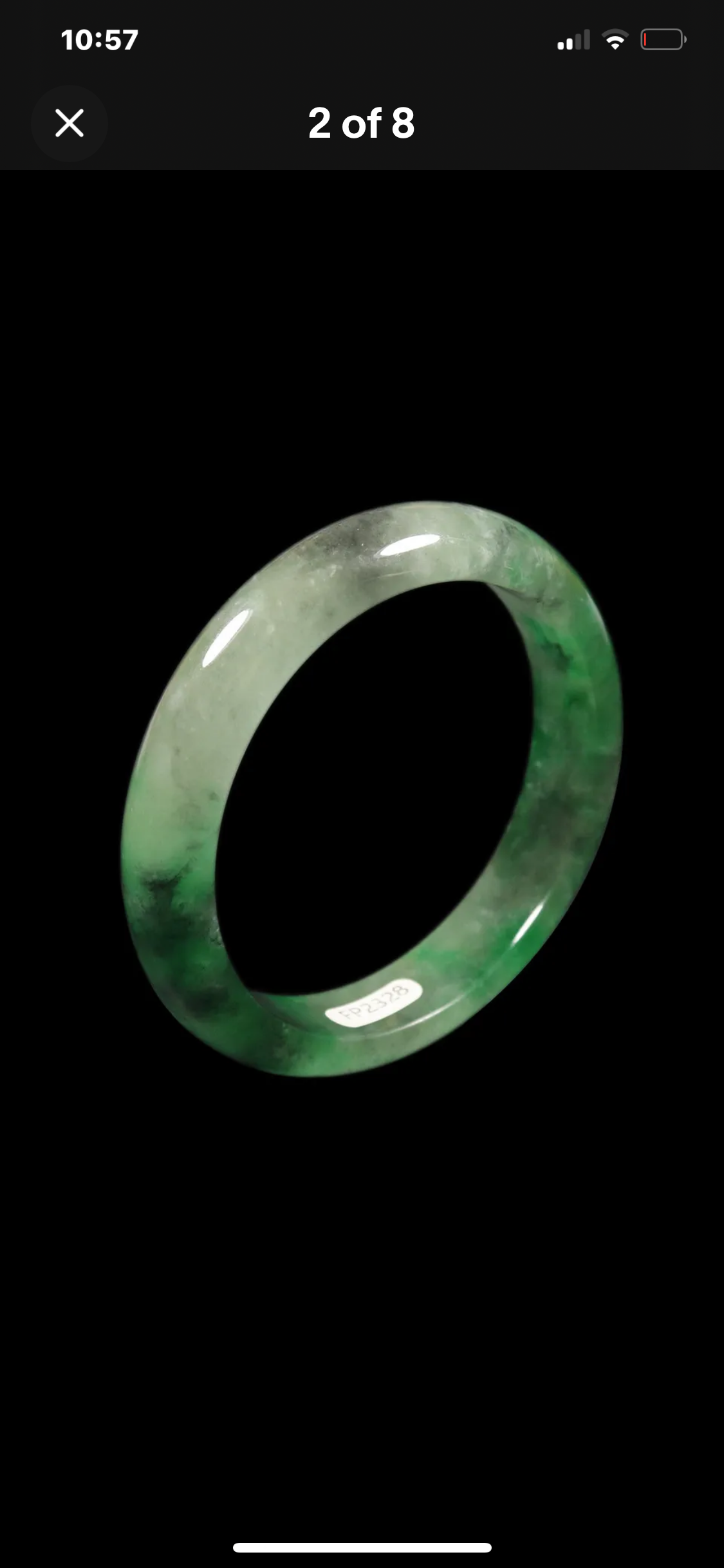 VINTAGE Medium Jadeite Green/White/Black Jade Size 58.5mm F709