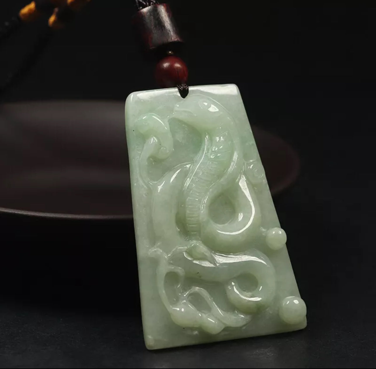 VINTAGE Jadeite Green Jade Snake Pendant Chinese Zodiac 2025 Year of the Wood Snake D913