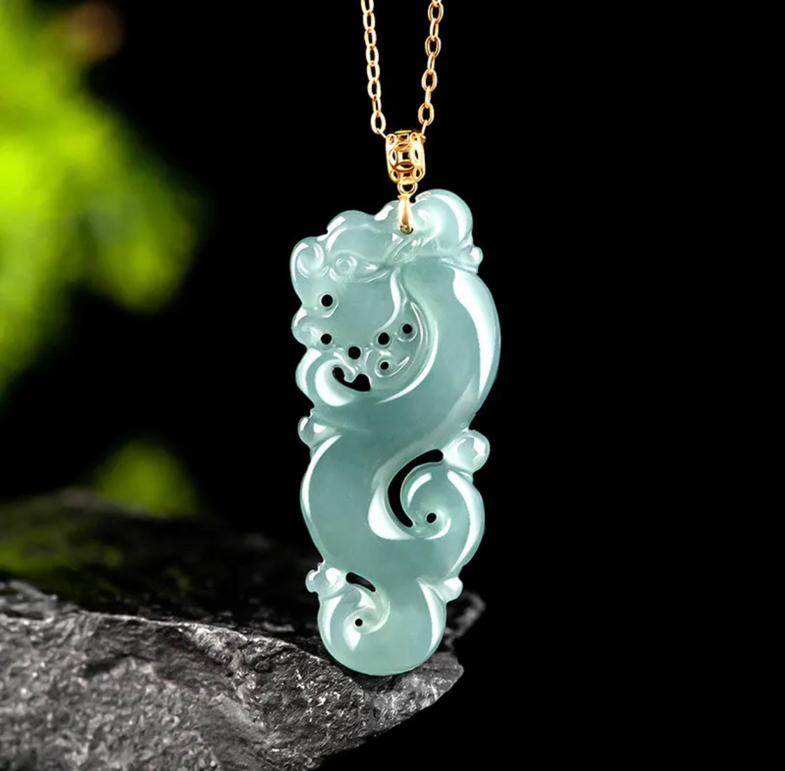 Jadeite Green Jade Pendant Certified Jade - Chinese Lunar Year of the Dragon