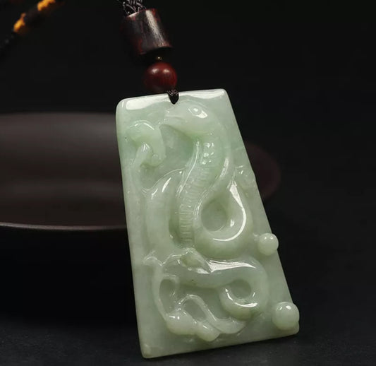 VINTAGE Jadeite Green Jade Snake Pendant Chinese Zodiac 2025 Year of the Wood Snake D913