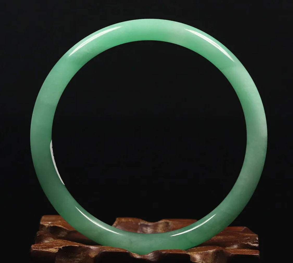 Large Jadeite Green Jade Bangle Round Princess Cut Size 61mm S755