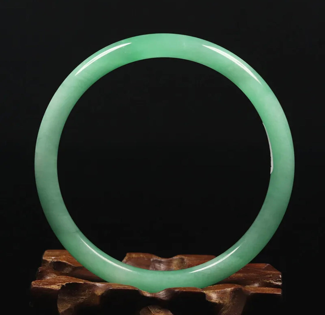 Large Jadeite Green Jade Bangle Round Princess Cut Size 61mm S755