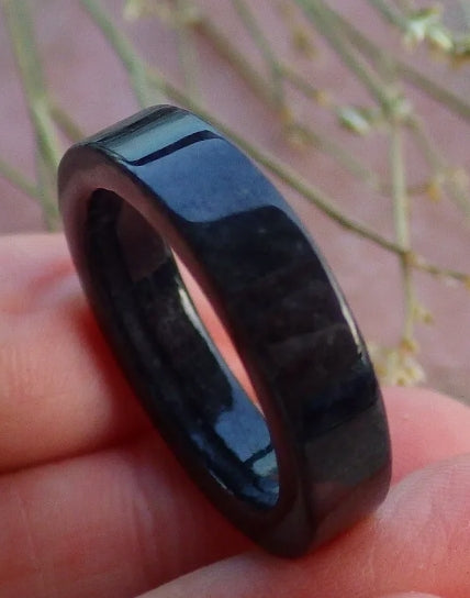 VINTAGE Jadeite Black Jade Ring 100% All Natural Certified Square Cut