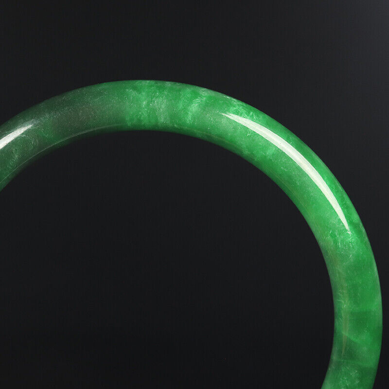 VINTAGE Medium Jadeite Green Jade Round Princess Thin Cut Bangle Size 59mm F937 Emerald Green!