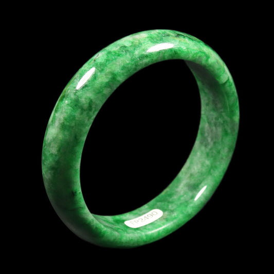 VINTAGE Medium Jadeite Green Jade Bangle from Burma Size 59mm M033