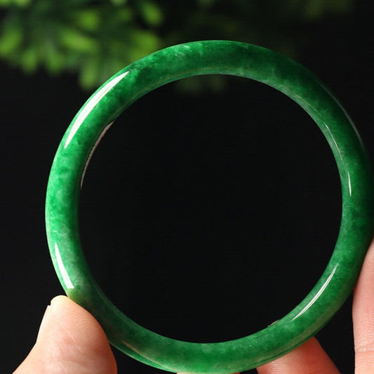 VINTAGE Small Jadeite Green Jade Bangle Round Princess Cut Size 55mm M963