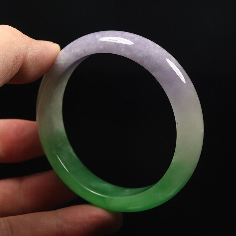 VINTAGE Medium Jadeite Green/White/Lavender Jade Bangle Size 59mm A91