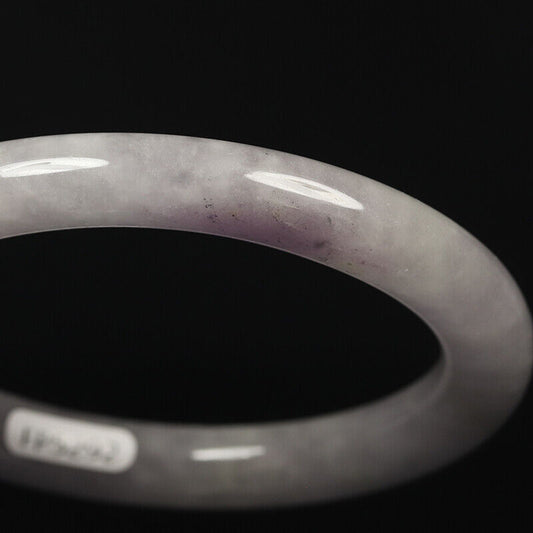 VINTAGE Medium Jadeite White Lavender Jade Bangle Size 58mm Round Princess Cut - A637