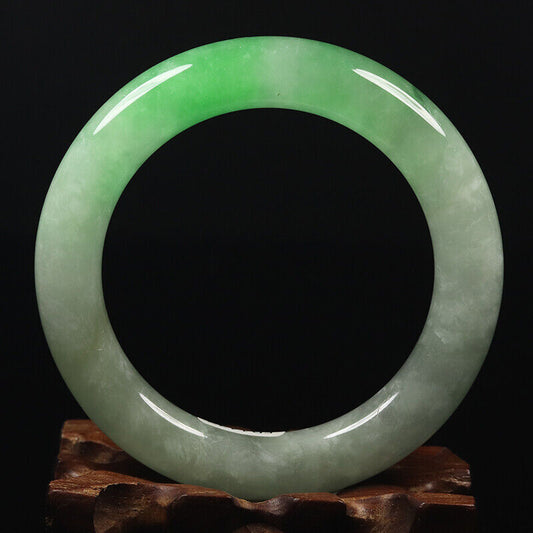 VINTAGE Small Jadeite Green Jade Bangle Round Princess Chunky Cut - Size 55 mm A927