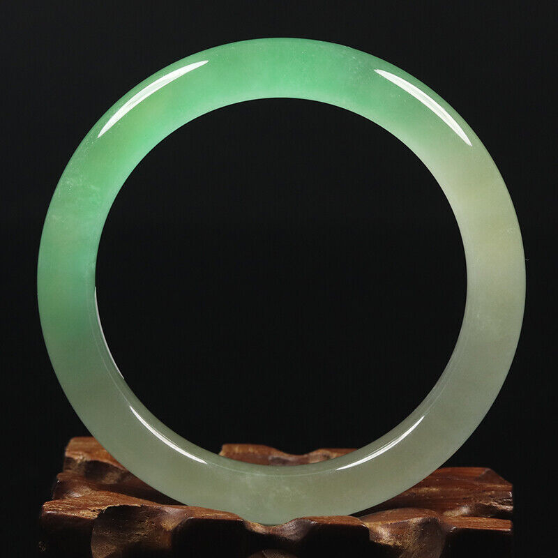 VINTAGE Small Jadeite Green Jade Bangle Ombre Size 56 mm Round Princess Cut -  A29