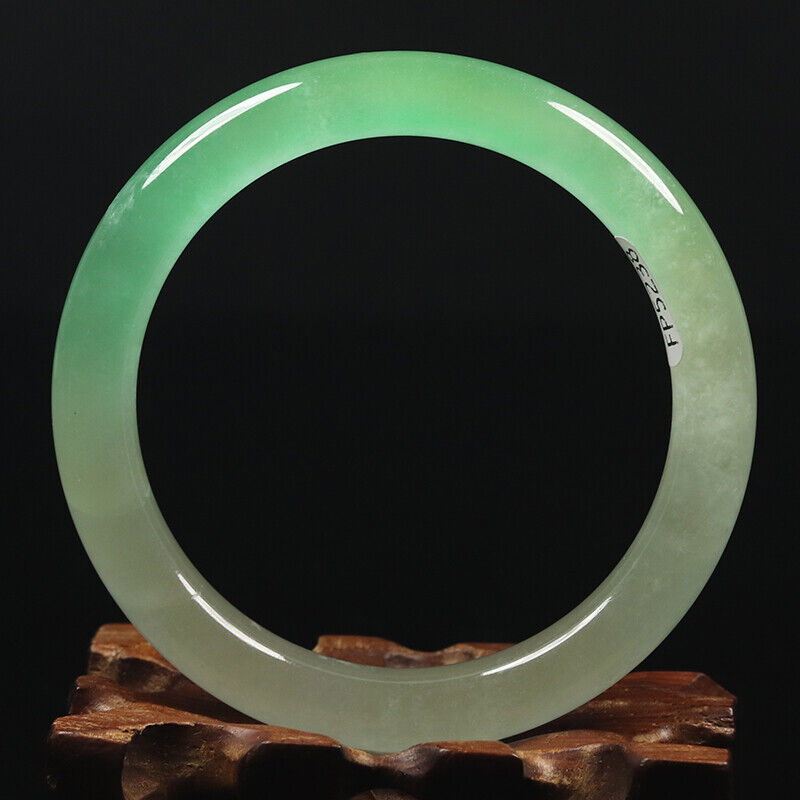 VINTAGE Small Jadeite Green Jade Bangle Ombre Size 56 mm Round Princess Cut -  A29