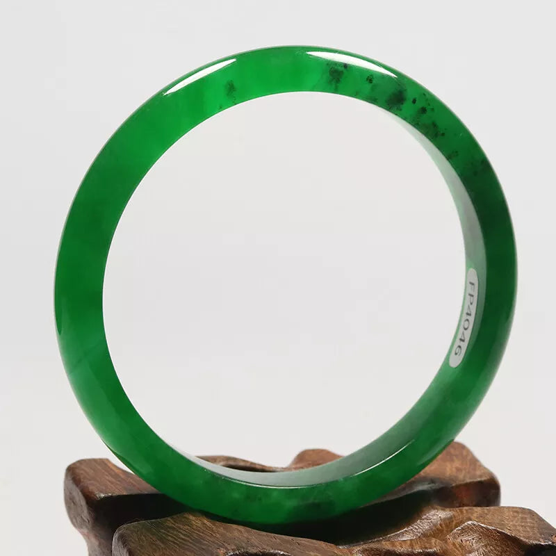 VINTAGE Medium Jadeite Green Jade Bangle Size 58mm Bright Green! Jade! L046