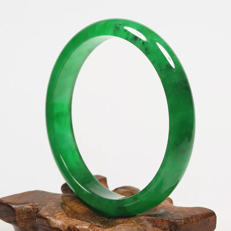 VINTAGE Medium Jadeite Green Jade Bangle Size 58mm Bright Green! Jade! L046