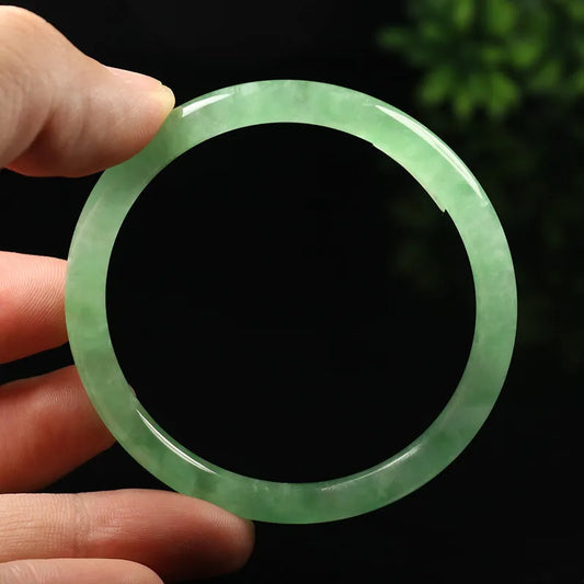 VINTGE Jadeite Green Jade Round Princess Bangle Size 57mm M007 - JazzyJewelbyAmina 