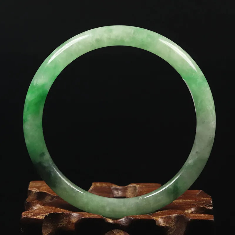 VINTAGE Medium Jadeite Green Jade Bangle Size 57 mm - Round Princess Cut F879