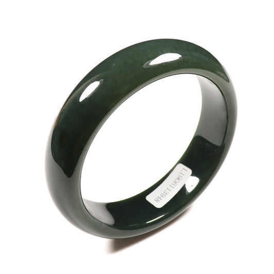 VINTAGE Medium Hetian Nephrite Black/Green Jade Bangle Size 58mm N949