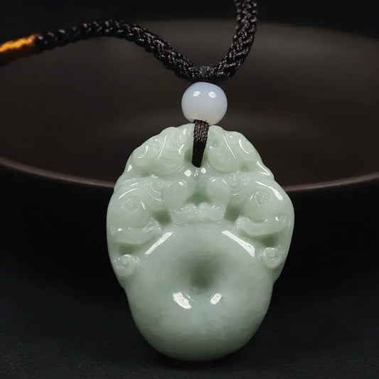 VINTAGE Handmade Jadeite Green (pale) Jade Pendant Dragon Lunar New Year